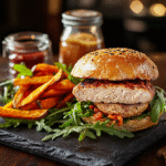 Ground turkey mixed with grated apple and breadcrumbs for moist patties