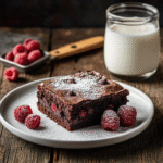 Close-up of chocolate brownie batter with melted chocolate chips for ultra-fudgy texture