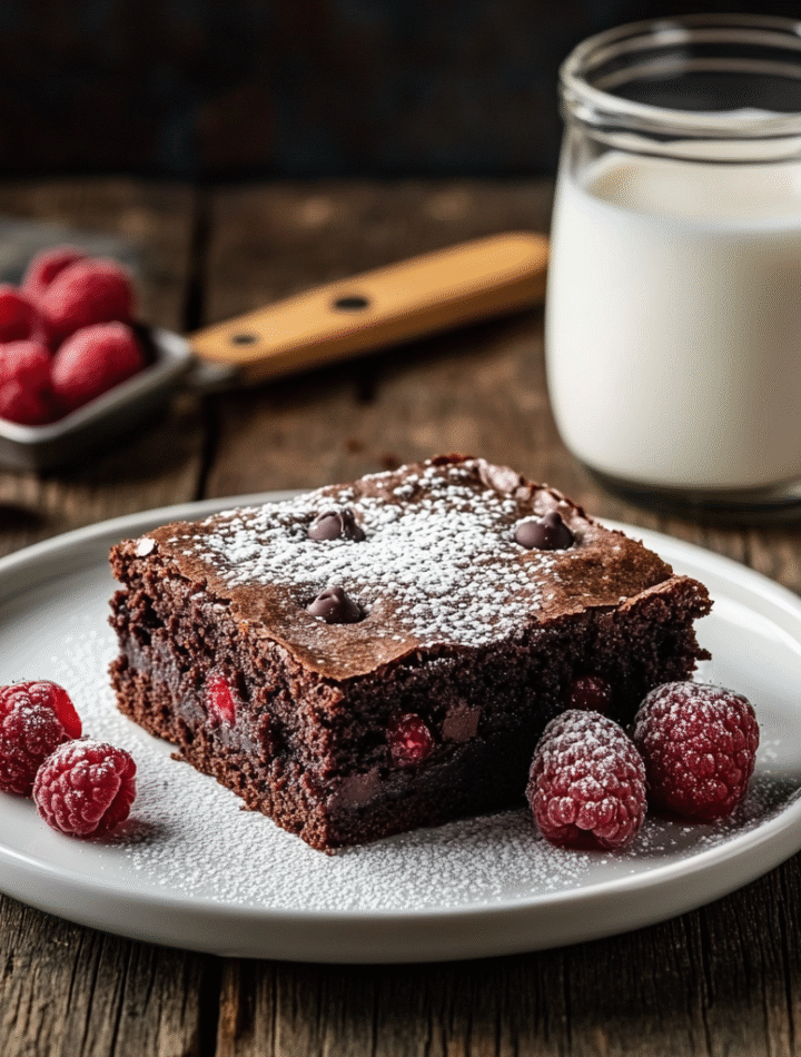 Close-up of chocolate brownie batter with melted chocolate chips for ultra-fudgy texture
